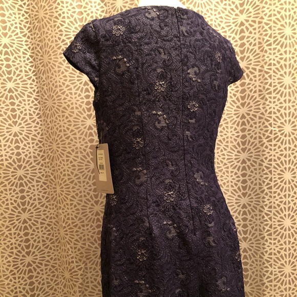 NWT JS Collections Cap Sleeve Brocade Ruched Dress - Picture 8 of 10